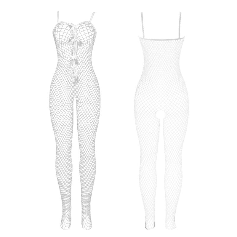 SUBBLIME - 951740 BODYSTOCKING RÉSILLE OUVERT AVEC NŒUDS BLANC TAILLE UNIQUE
