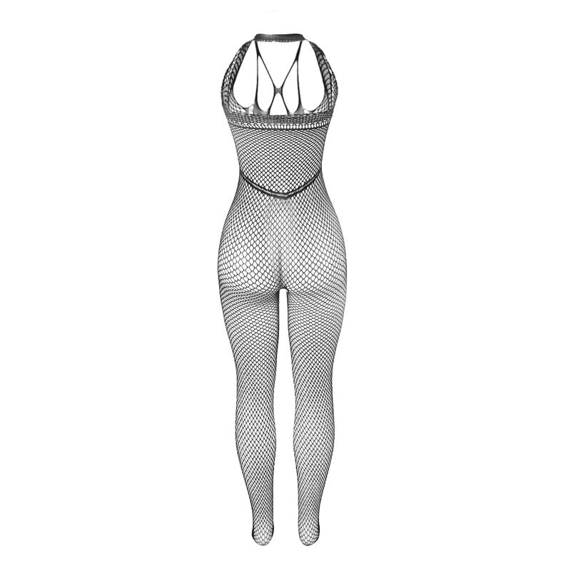 SUBBLIME - 951788 LONG MESH BODYSTOCKING WITH STRAPS ON CHEST AND BACK, BLACK, ONE SIZE