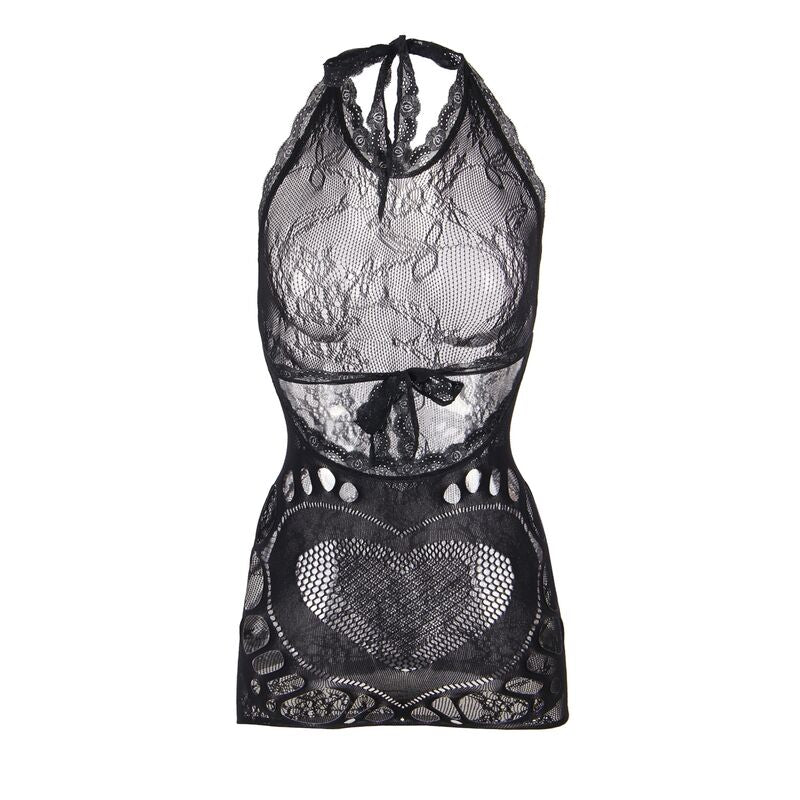 SUBBLIME - 952075 ROBE COURTE EN RÉSILLE DOS NU AVEC DÉTAIL CŒUR NOIR TAILLE UNIQUE