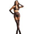 SUBBLIME - 952174 MESH BODYSTOCKING WITH GLOVES AND DIAMONDS BLACK ONE SIZE