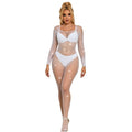 SUBBLIME - 952396 BODYSTOCKING FILET AVEC DIAMANTS MANCHES LONGUES BLANC TAILLE UNIQUE