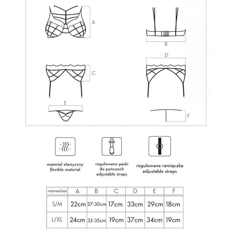 LIVCO CORSETTI FASHION - SOLEDAD LC 20217 SOUTIEN-GORGE + CULOTTE + PORTE-JARRETELLES L/XL