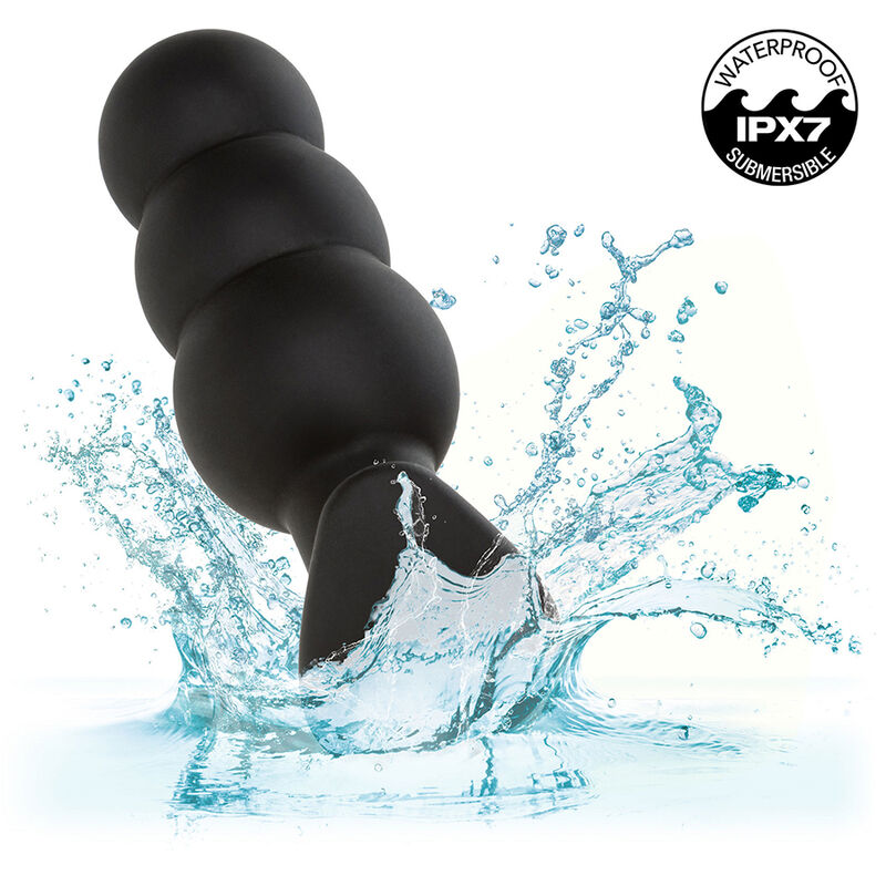 CALEXOTICS - ROCK BOTTOM BUTT PLUG ANAL AVEC PERLES 10 VIBRATIONS SILICONE NOIR