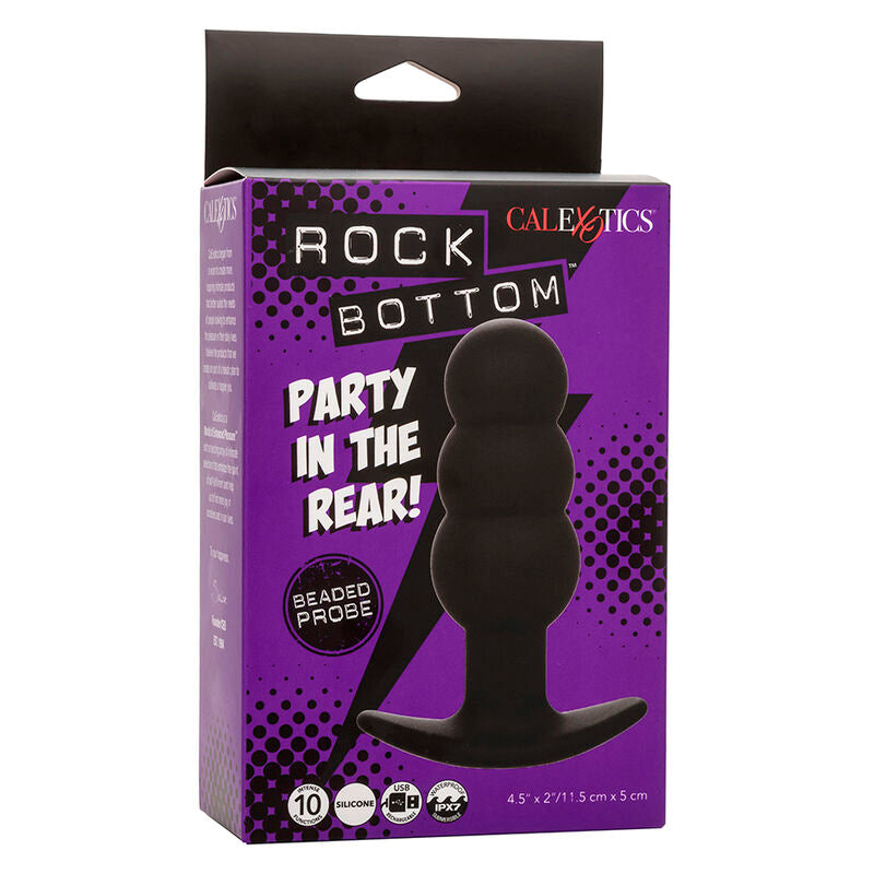 CALEXOTICS - ROCK BOTTOM BUTT PLUG ANAL AVEC PERLES 10 VIBRATIONS SILICONE NOIR