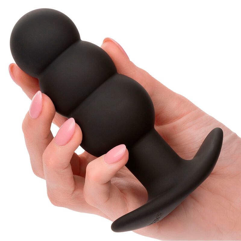 CALEXOTICS - ROCK BOTTOM BUTT PLUG ANAL AVEC PERLES 10 VIBRATIONS SILICONE NOIR