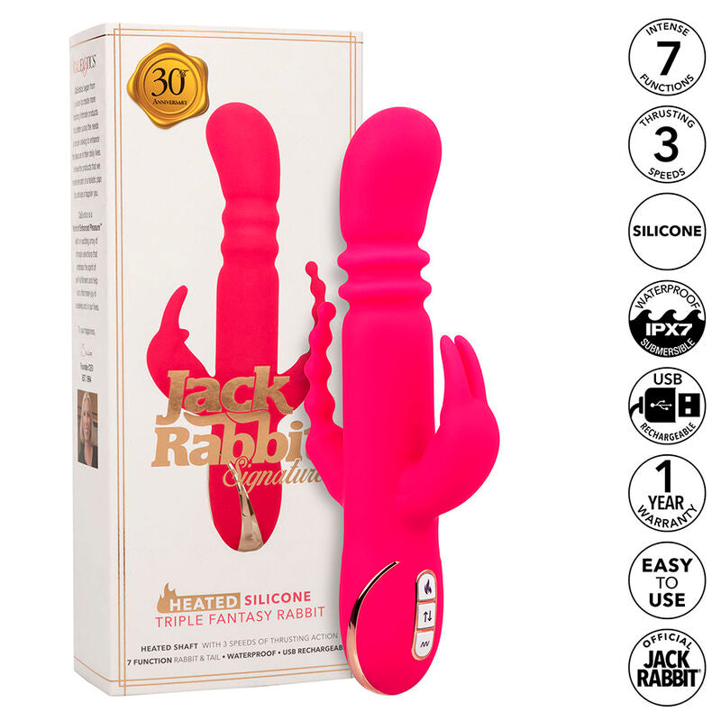 CALEXOTICS - JACK FANTASY TRIPLE VIBRATEUR LAPIN CHAUFFANT ROSE