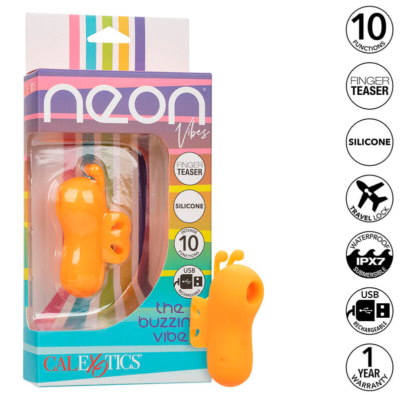 CALEXOTICS - NEON VIBES LE VIBREUR DE DOIGT BOURDONNANT 10 VIBRATIONS ORANGE
