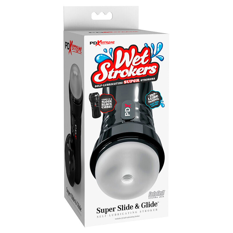 PDX EXTREME - SLIDE & GLIDE TRANSPARENT SELF-LUBRICATING MASTURBATOR