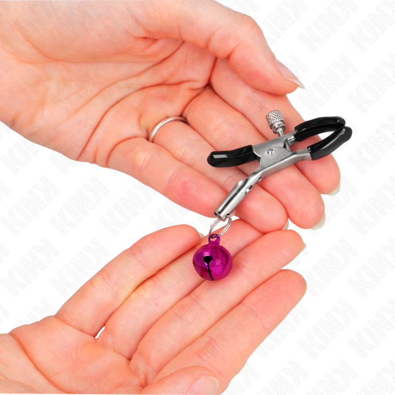 KINK - PINCES À TÉTONS AVEC CLOCHETTE VIOLETTE 6 CM
