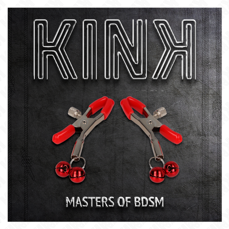 KINK - PINCES À TÉTONS ROUGES AVEC DOUBLE CLOCHETTE ROUGE 6 CM