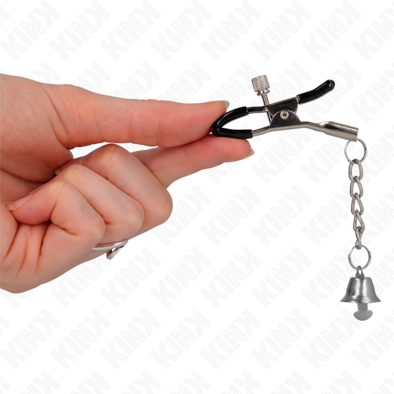 KINK - PINCES À TÉTONS AVEC PENDENTIF CLOCHETTE ARGENTÉE 6 CM