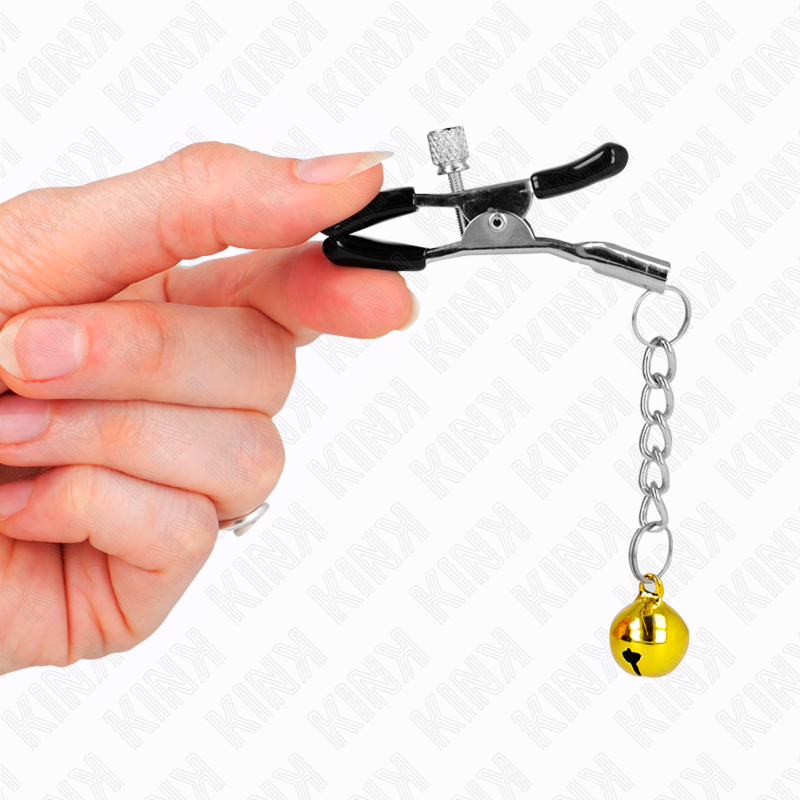 KINK - NIPPLE CLIPS WITH GOLDEN BELL PENDANT 6 CM