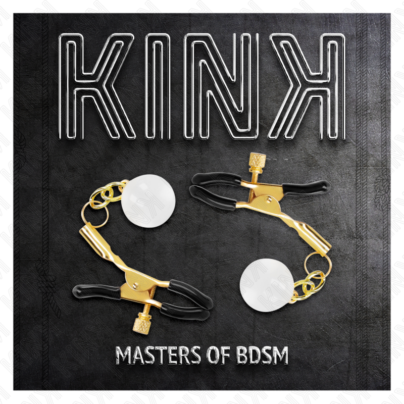 KINK - PINCES À TÉTONS DORÉES AVEC PENDENTIF EN VERRE 6 CM