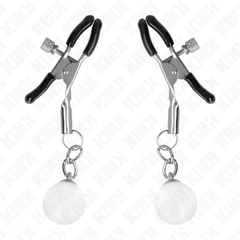 KINK - SILVER NIPPLE CLIPS WITH GLASS PENDANT 6 CM