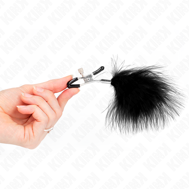 KINK - PINCES À TÉTONS AVEC PLUME NOIRE 7 CM
