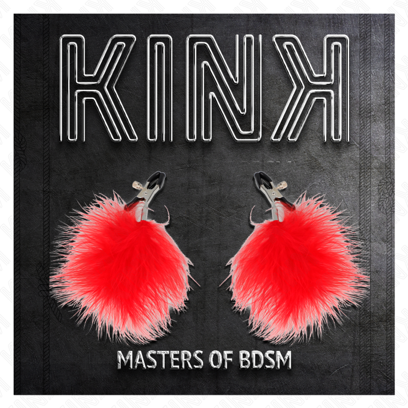 KINK - PINCES À TÉTONS AVEC PLUME ROUGE 7 CM