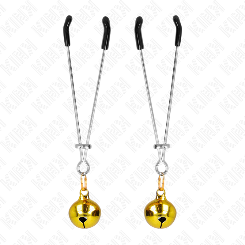 KINK - FINE NIPPLE CLAMPS WITH GOLDEN BELL 7 CM