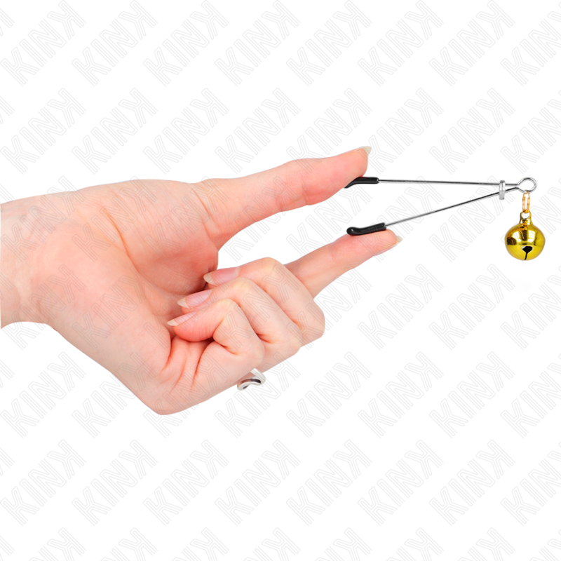KINK - PINCES À TÉTON FINES AVEC CLOCHETTE DORÉE 7 CM