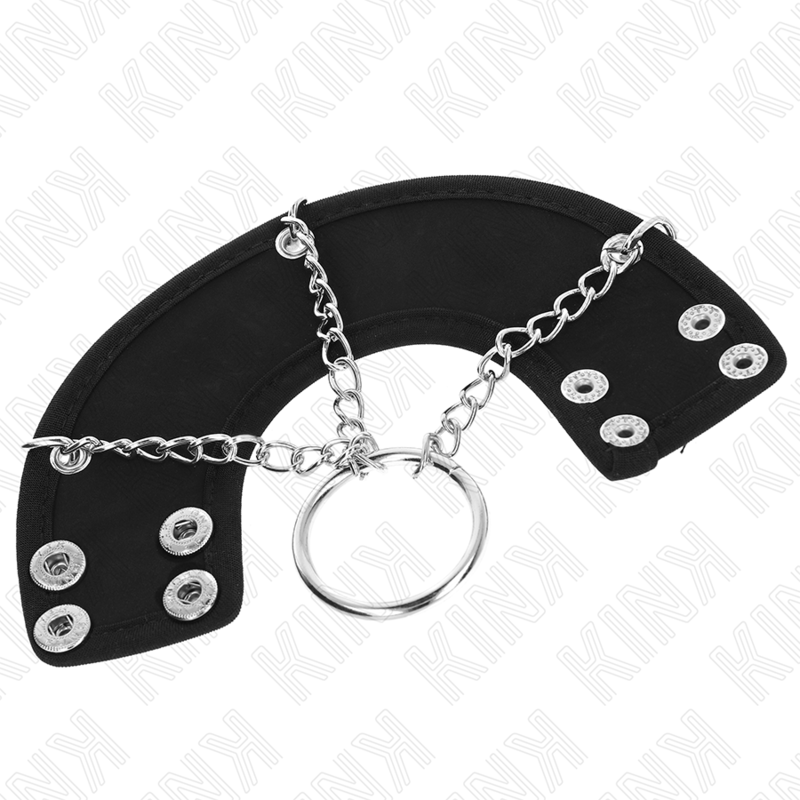 KINK - ANNEAU DE PÉNIS 4 CM CHAÎNE 7 CM MÉTAL AVEC CEINTURE SIMILICUIR