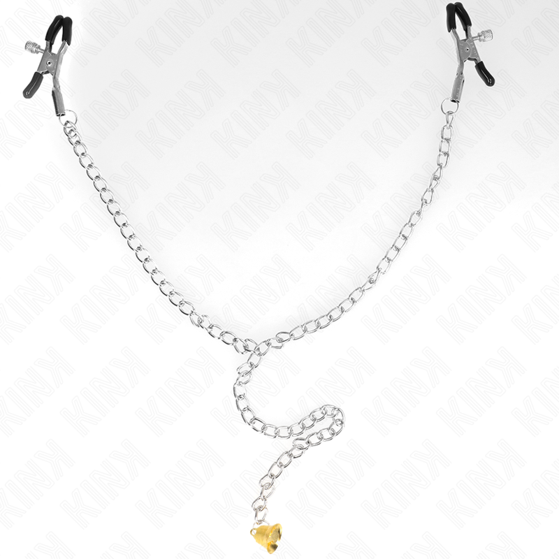 KINK - NIPPLE CLIPS WITH BELL, GOLDEN BELL AND CHAIN ​​30 CM