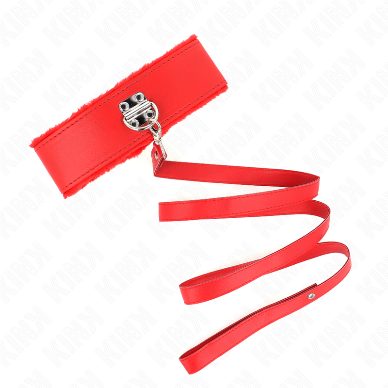 KINK - COLLIER AVEC SANGLE 116 CM AVEC CLOUS ARGENTÉS MODÈLE 4 ROUGE RÉGLABLE 40-48 CM X 6 CM