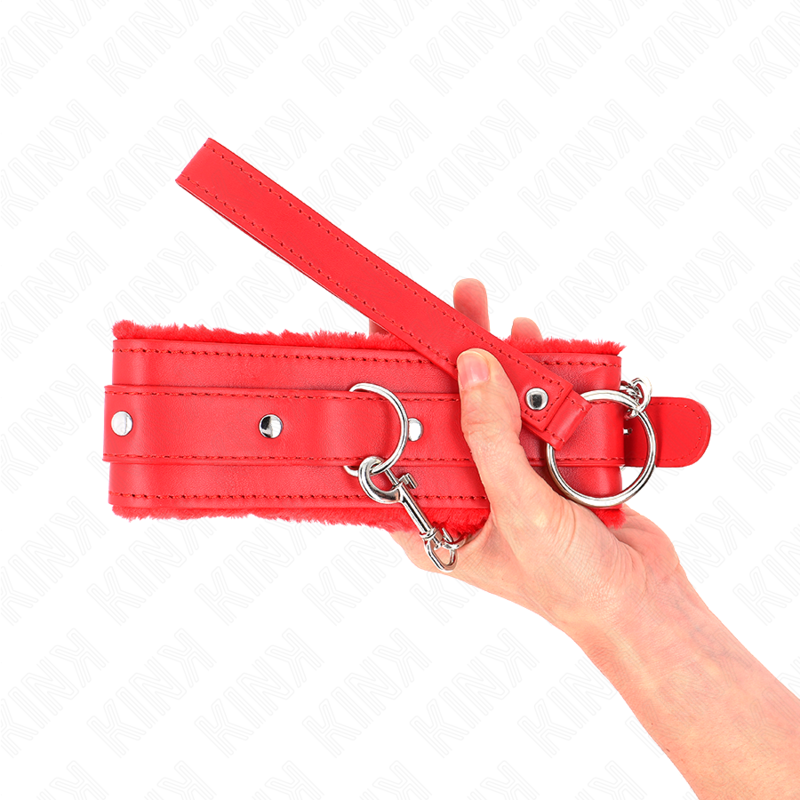 KINK - 65 CM RETRACTABLE COLLAR WITH LEASH, RED, ADJUSTABLE 36-42 CM X 5.5 CM