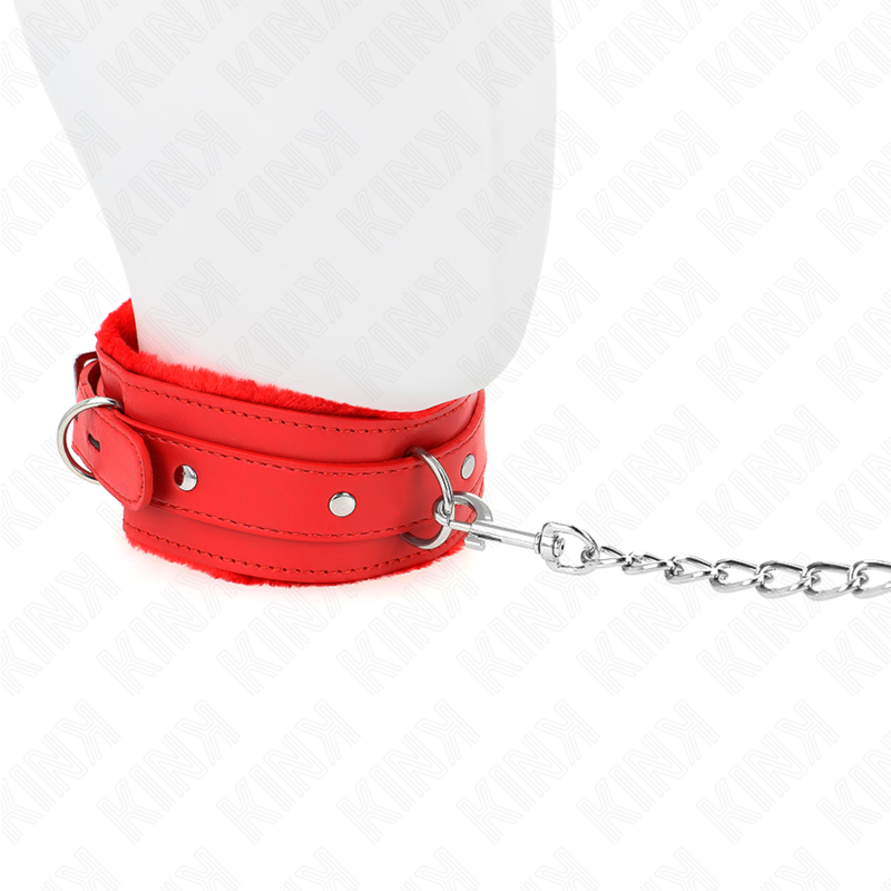 KINK - 65 CM RETRACTABLE COLLAR WITH LEASH, RED, ADJUSTABLE 36-42 CM X 5.5 CM