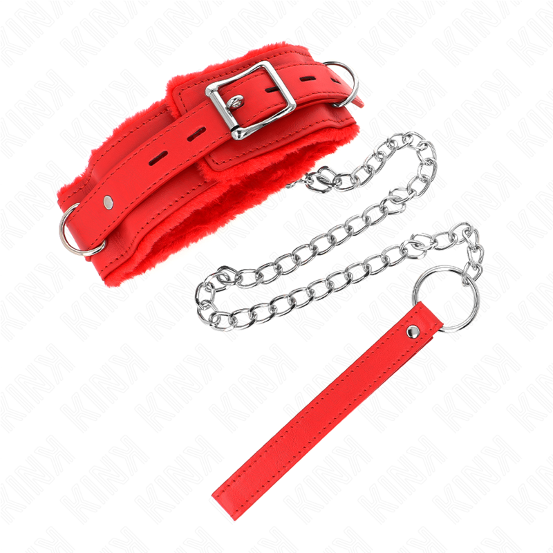 KINK - 65 CM RETRACTABLE COLLAR WITH LEASH, RED, ADJUSTABLE 36-42 CM X 5.5 CM