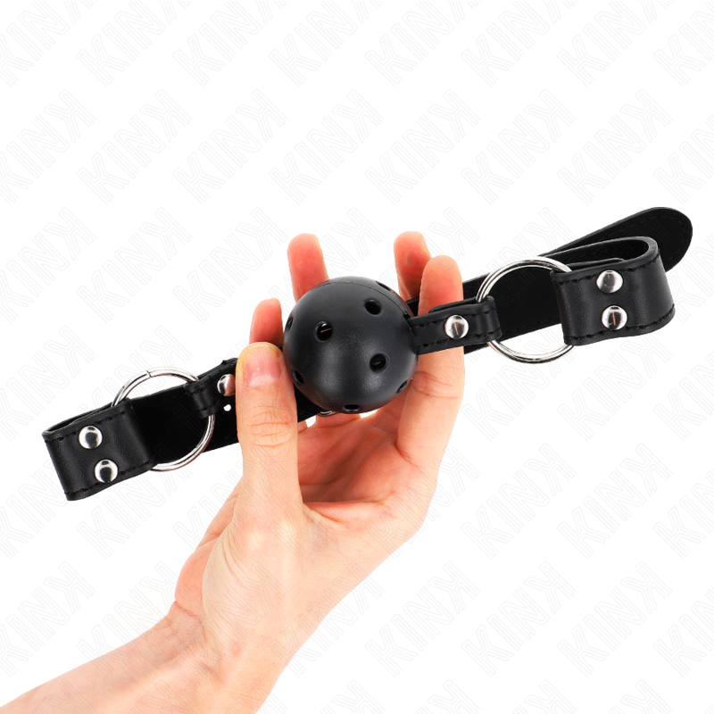 KINK - BAILLON DE BOUCHE 4 CM RESPIRANT DOUBLE RIVET MODÈLE 1 NOIR 62 x 2,5 CM RÉGLABLE 42-58 CM