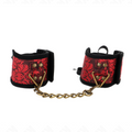 KINK - MENOTTES DESIGN SCANDALE ROUGE-NOIR DÉTAIL NŒUD 24,5 CM X 6,5 CM