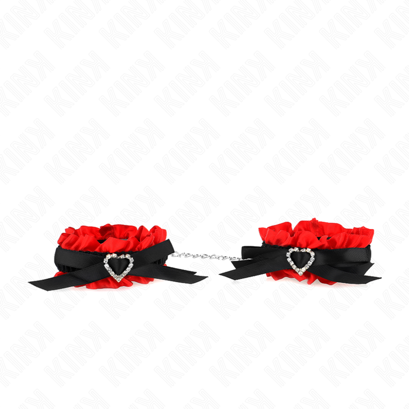 KINK - Elastic Lace Wristbands with Red Heart Detail, Adjustable 22-35 cm