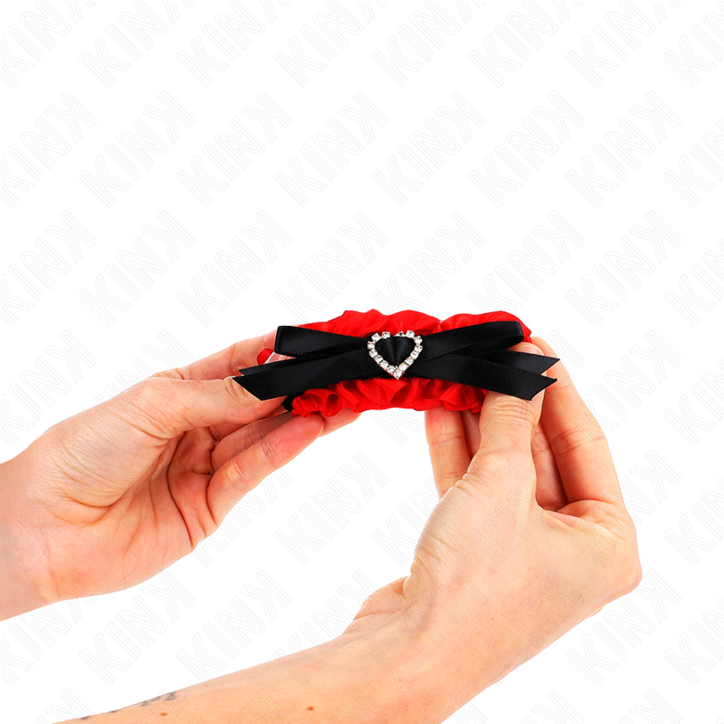 KINK - Elastic Lace Wristbands with Red Heart Detail, Adjustable 22-35 cm