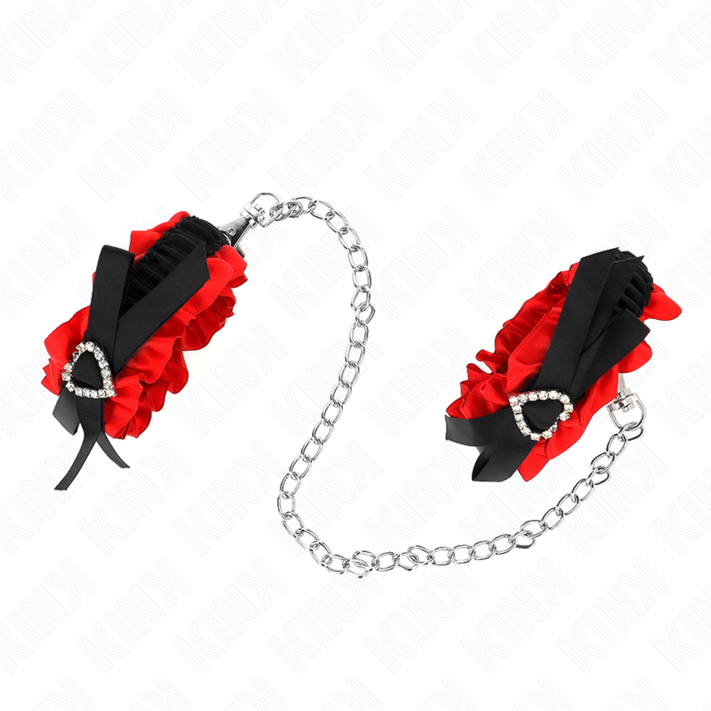 KINK - Elastic Lace Wristbands with Red Heart Detail, Adjustable 22-35 cm
