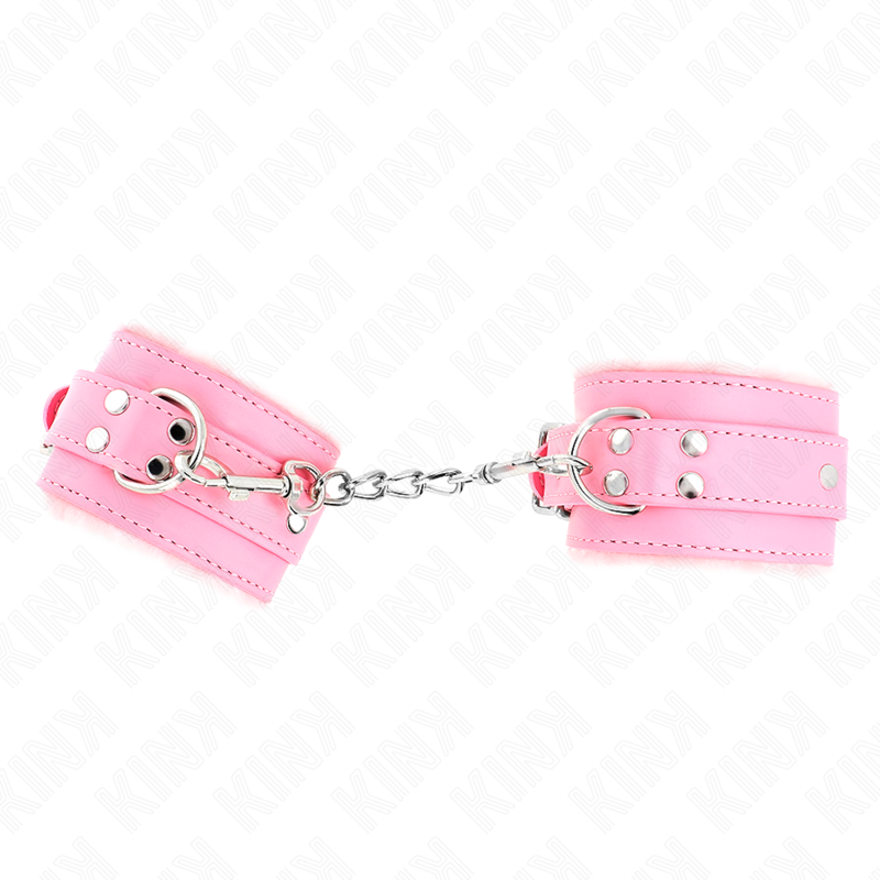 KINK - MENOTTES MATELASSÉES ROSES AVEC SANGLE ROSE AJUSTABLE 20-29 CM X 5.5 CM