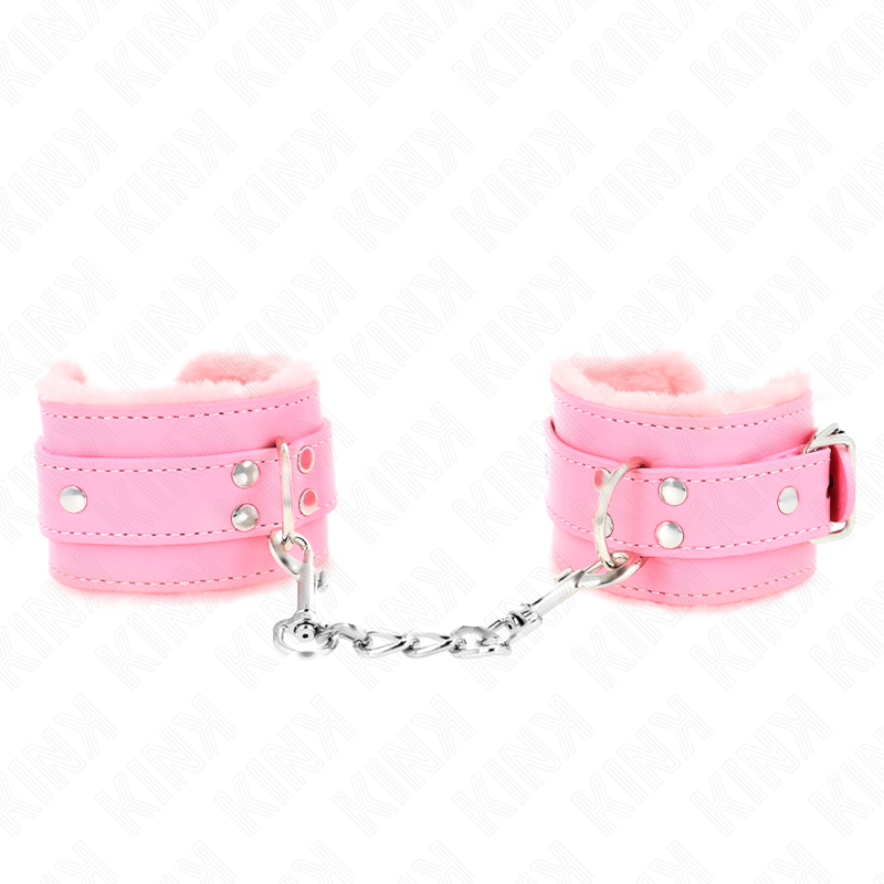 KINK - MENOTTES MATELASSÉES ROSES AVEC SANGLE ROSE AJUSTABLE 20-29 CM X 5.5 CM
