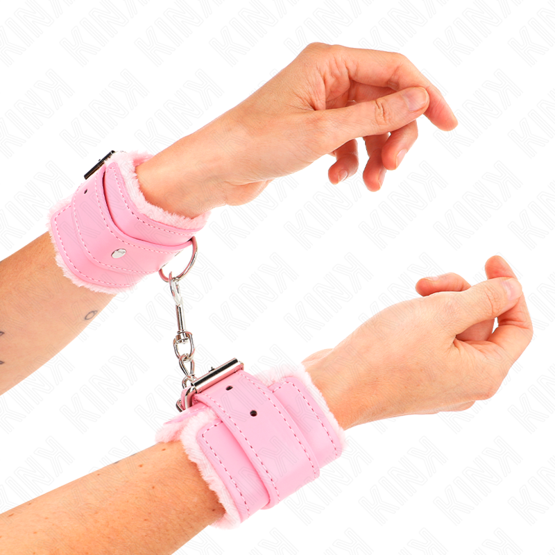 KINK - MENOTTES MATELASSÉES ROSES AVEC SANGLE ROSE AJUSTABLE 20-29 CM X 5.5 CM