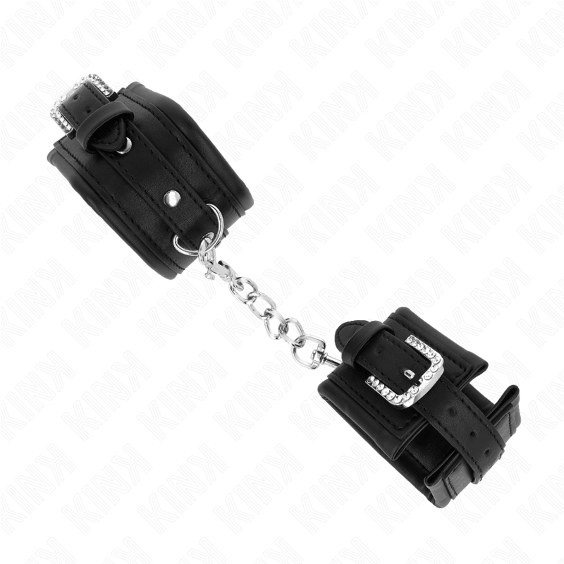 KINK - BLACK WRISTBANDS WITH ADJUSTABLE RHINESTONE BUCKLE 25-32 CM X 5.5 CM