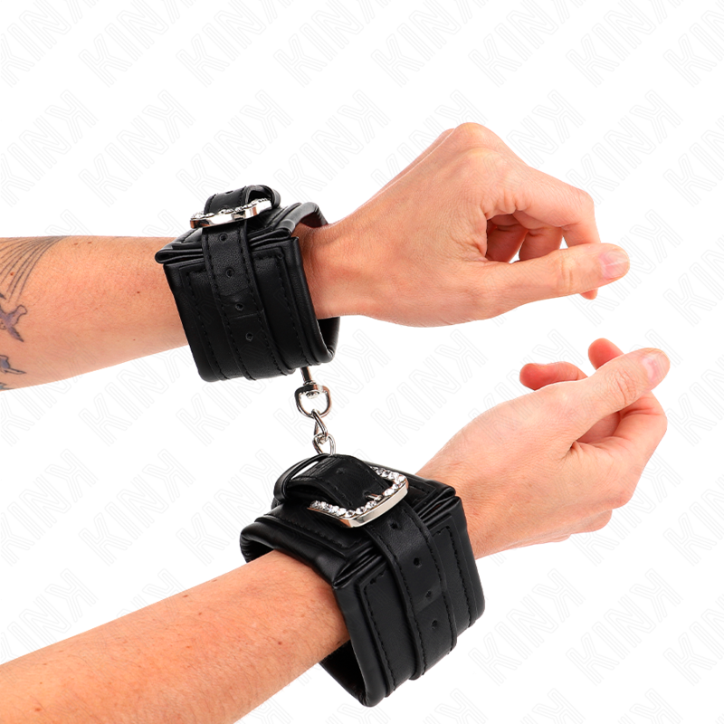 KINK - BLACK WRISTBANDS WITH ADJUSTABLE RHINESTONE BUCKLE 25-32 CM X 5.5 CM