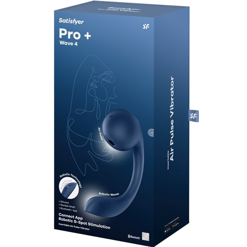 SATISFYER - PRO+ WAVE 4 G-SPOT STIMULATOR & AIR PULSE FREE APP DARK BLUE
