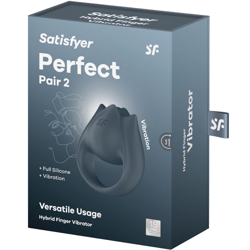 SATISFYER - PERFECT PAIR 2 VIBREUR 2 EN 1 ANNEAU PÉNIS & STIMULATEUR DE DOIGT GRIS