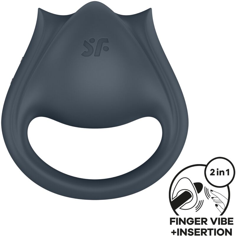 SATISFYER - PERFECT PAIR 2 VIBREUR 2 EN 1 ANNEAU PÉNIS & STIMULATEUR DE DOIGT GRIS