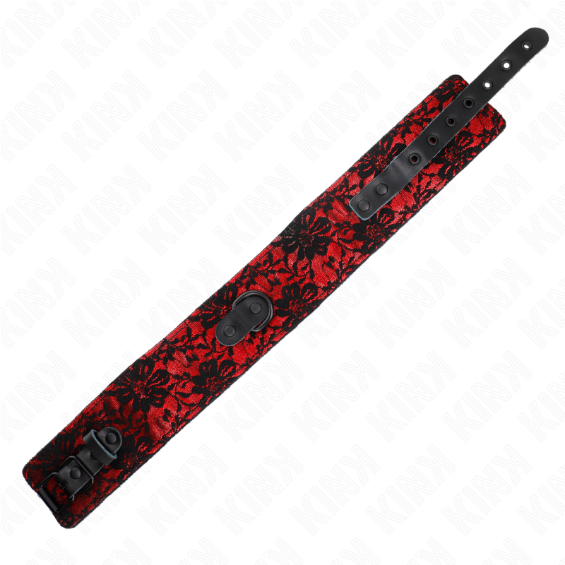 KINK - COLLIER AVEC LAISSE EN DENTELLE DE 105 CM ET CEINTURE EN CUIR VÉRITABLE DE 44 X 5,5 CM