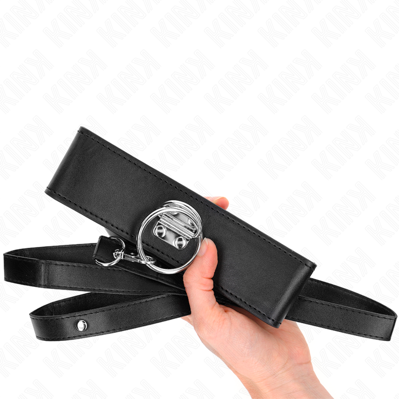 KINK - COLLAR WITH LEASH 116 CM WITH STUDS FAUX LEATHER LEASH 50 X 5 CM