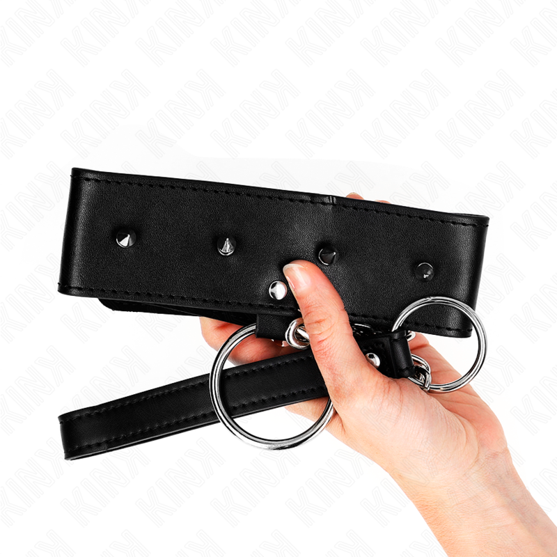KINK - COLLAR WITH 65 CM STRAP WITH SILVER STUDS MODEL 2 ADJUSTABLE 36-43 CM X 5 CM