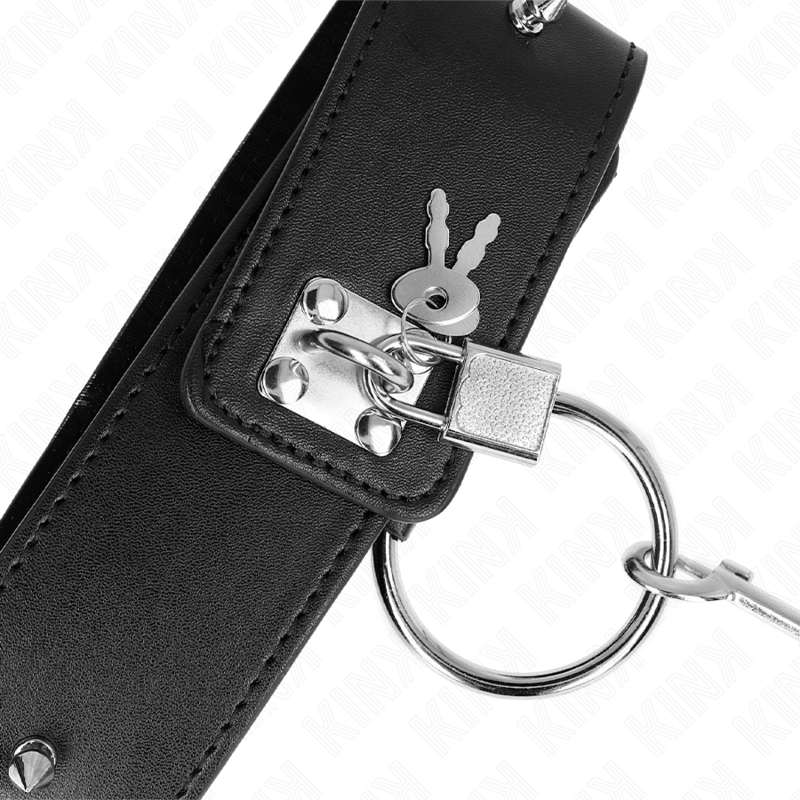 KINK - COLLAR WITH 65 CM STRAP WITH SILVER STUDS MODEL 2 ADJUSTABLE 36-43 CM X 5 CM