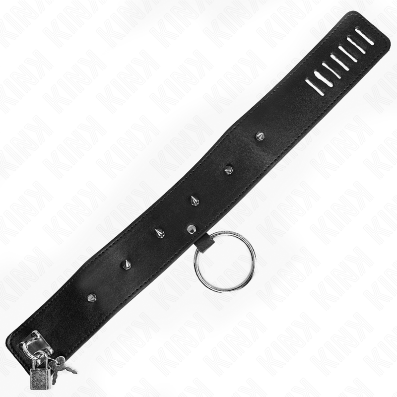 KINK - COLLAR WITH 65 CM STRAP WITH SILVER STUDS MODEL 2 ADJUSTABLE 36-43 CM X 5 CM
