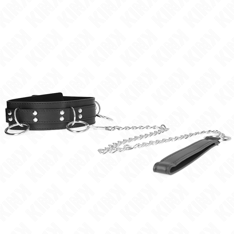 KINK - COLLAR WITH LEAD 80 CM SLAVERY 3 RINGS 53 X 5 CM
