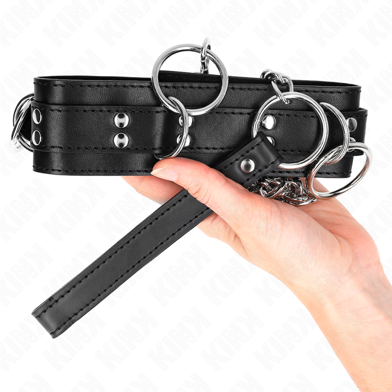 KINK - COLLAR WITH LEAD 80 CM SLAVERY 3 RINGS 53 X 5 CM