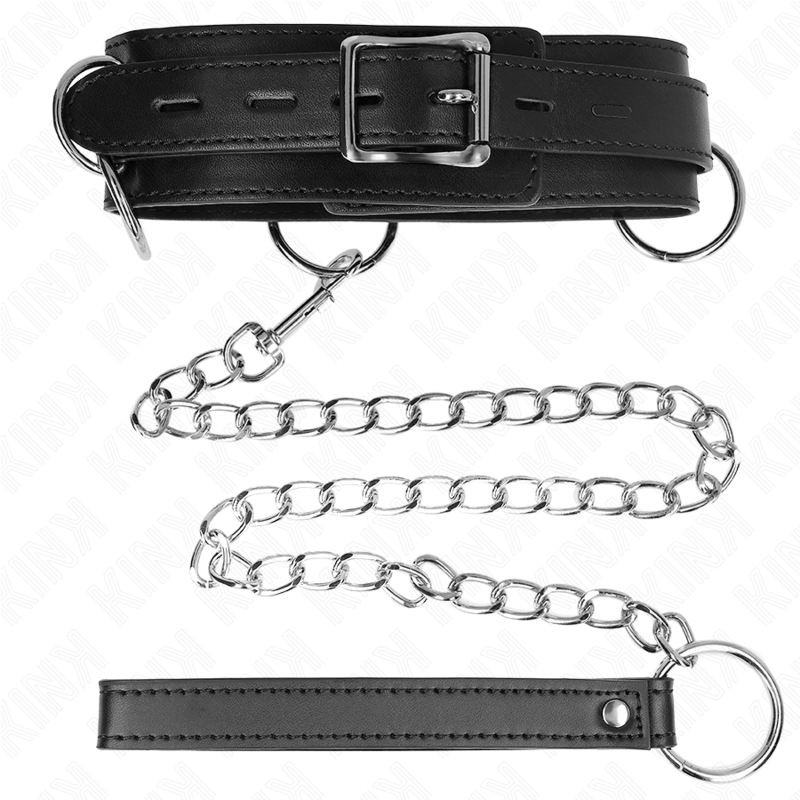 KINK - COLLAR WITH LEAD 80 CM SLAVERY 3 RINGS 53 X 5 CM