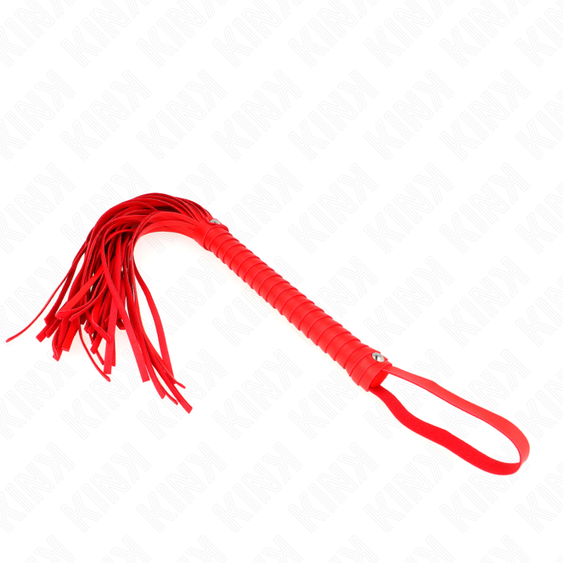 KINK - FOUET AVEC POIGNÉE TEXTURÉE ROUGE 48,5 CM